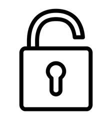 Open lock outline icon. Security symbol. Vector illustration isolated on white background.
