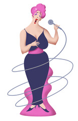 Retro Nightclub Singer Illustration - 397694866