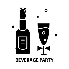 beverage party icon, black vector sign with editable strokes, concept illustration