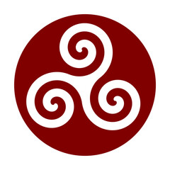 Triskelion symbol icon in a red circle
