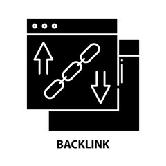 backlink icon, black vector sign with editable strokes, concept illustration