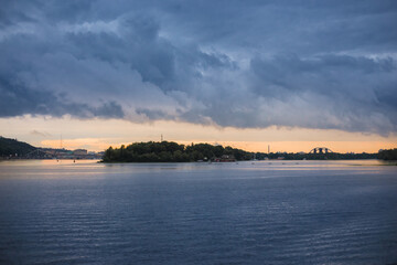Evening on the river of the Dnieper.