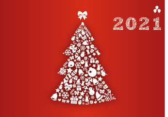 
christmas tree poster with red background christmas concept. christmas poster design