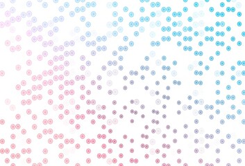 Light Blue, Red vector pattern with christmas snowflakes.