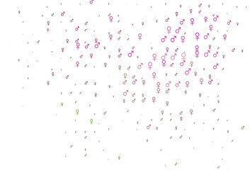 Light pink, green vector texture with male, female icons.