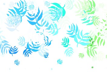 Fototapeta na wymiar Light Blue, Green vector abstract backdrop with leaves.