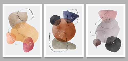 Obraz na płótnie Canvas creative vector minimalist hand painted on set, various shapes and organic modern art objects for background, social media, wall decoration, postcard