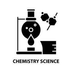 chemistry science icon, black vector sign with editable strokes, concept illustration