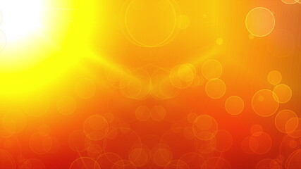 Flying round spots in the rays of a warm light source, computer generated. 3D rendering of modern abstract background