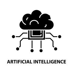 artificial intelligence symbol icon, black vector sign with editable strokes, concept illustration