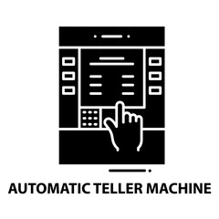 automatic teller machine icon, black vector sign with editable strokes, concept illustration