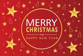 Fototapeta na wymiar Christmas and New Year greeting cards in red and gold colors. christmas and new year background design for banners, posters and billboards