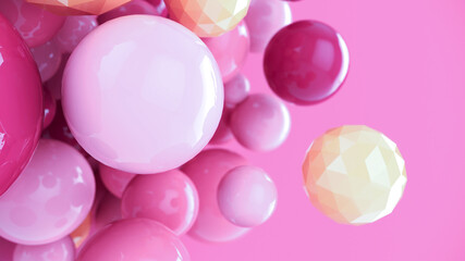 Abstract colorful background with 3d spheres. Pastel colour bubbles design. 3d rendering