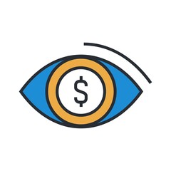 Financial vision icon in flat design style. Vector illustration.