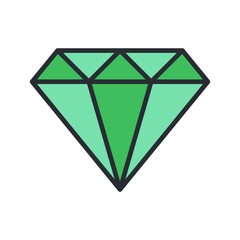 Diamond icon in flat design style. Vector illustration.