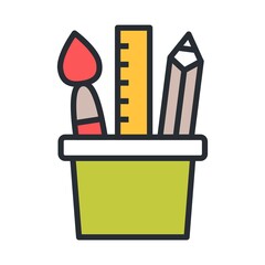 Painting, drawing tools icon in flat design style.