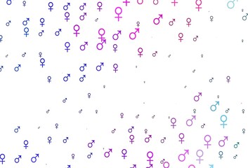 Light pink, blue vector background with gender symbols.