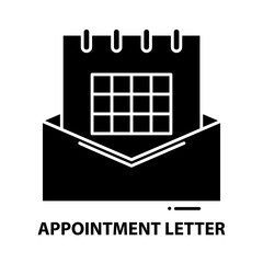 appointment letter icon, black vector sign with editable strokes, concept illustration