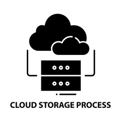 cloud storage process icon, black vector sign with editable strokes, concept illustration