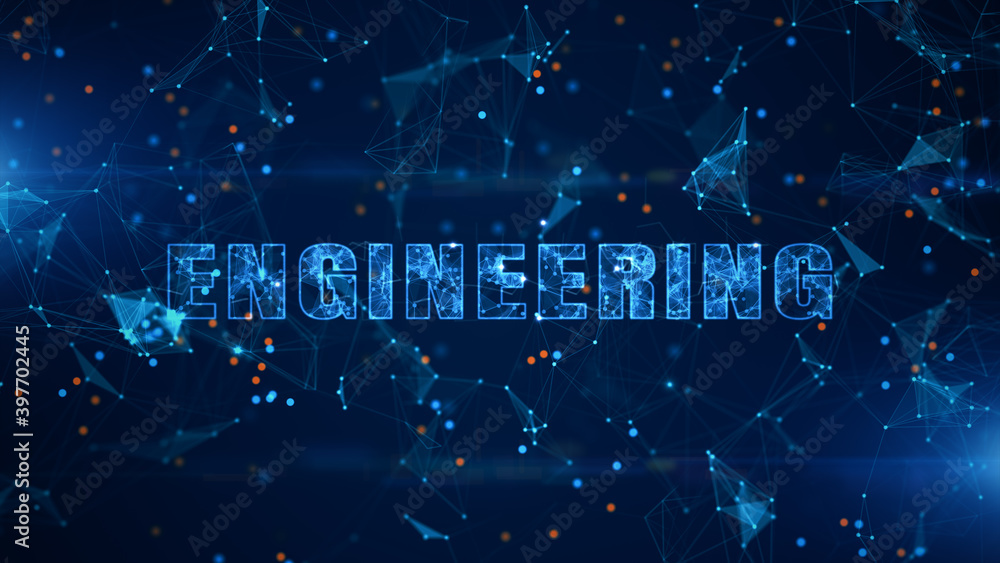 Poster engineering text, technology digital data connection, futuristic abstract background.