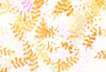 Light Pink, Yellow vector abstract pattern with leaves.