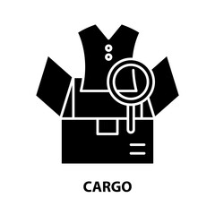 cargo icon, black vector sign with editable strokes, concept illustration