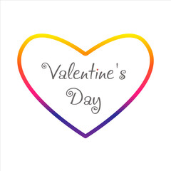 Heart ribbon and Happy valentine's day with doodles of love icon on white background. Vector art and illustration. Typography Happy Valentines day text. Wallpaper, flyers, invitations, posters