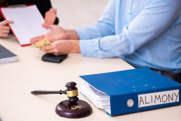 Young couple divorcing in alimony concept