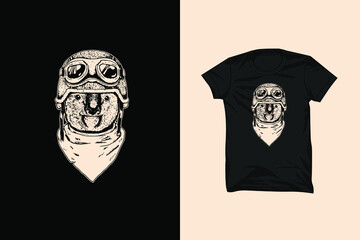 Koala Biker Helmet Illustration T-shirt Design