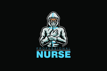 Professional Nurse Wearing Hazmat Suit Illustration