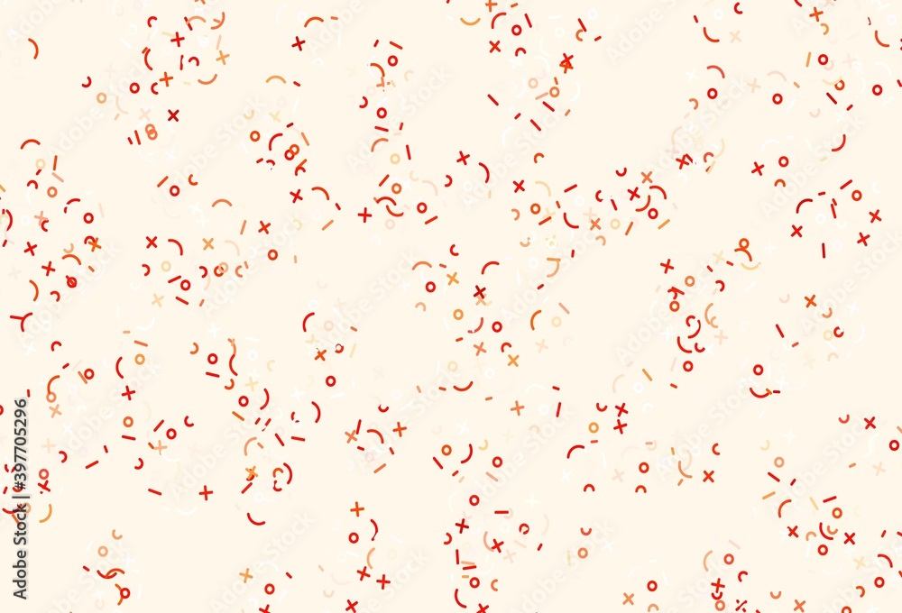 Poster light red, yellow vector texture with mathematic symbols.