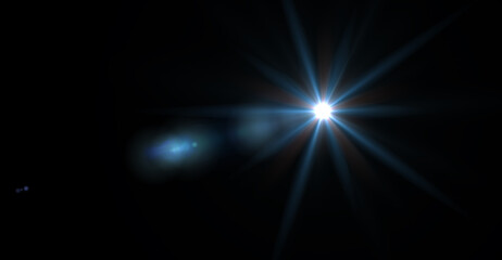 Effects for overlay designs or screen blending mode to make high-quality images. Abstract sun burst, digital flare over black background.
