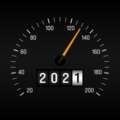 Happy new year 2021 concept background decorative with odometer number counter