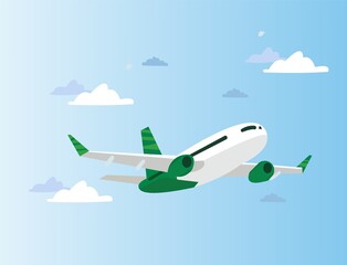 Vector of a passenger aircraft in the sky