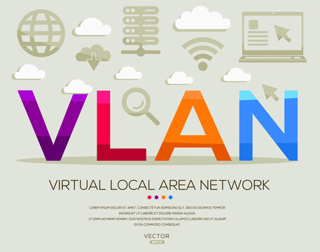 VLAN mean (Virtual Local Area Network) Computer and Internet acronyms ,letters and icons ,Vector illustration.
