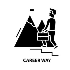 career way icon, black vector sign with editable strokes, concept illustration