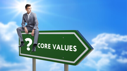 Core Values business symbol street road sign icon.