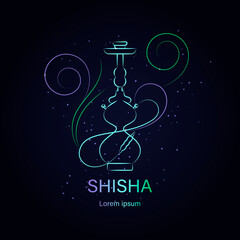 Hookah with smoke stylized flat illustration. Vector icon Shisha.