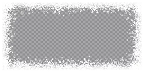 Fotobehang Snow snowflake winter border frame on transparent background isolated illustration © pixelliebe