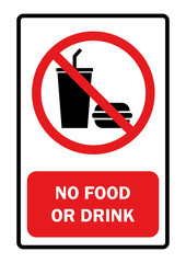 No food or drink signs With explanatory text under the symbol Vector illustration
