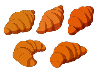 Delicious soft  croissant isolated and bakery on white background illustration vector