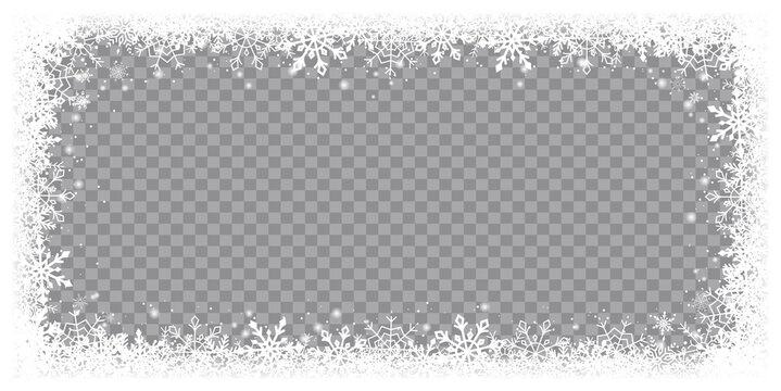 Snow snowflake winter border frame on transparent background isolated illustration