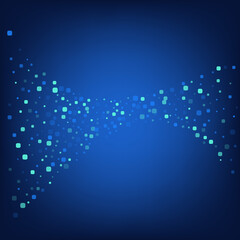 Turquoise Particle Top Blue Vector Background. 