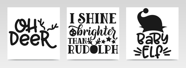 Christmas quotes letter typography set illustration.