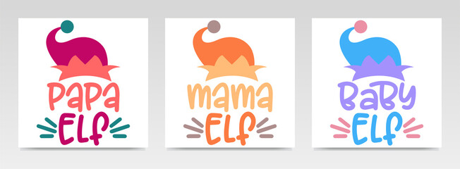 Christmas quotes letter typography set illustration.