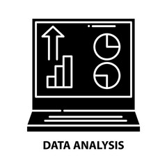 data analysis icon, black vector sign with editable strokes, concept illustration