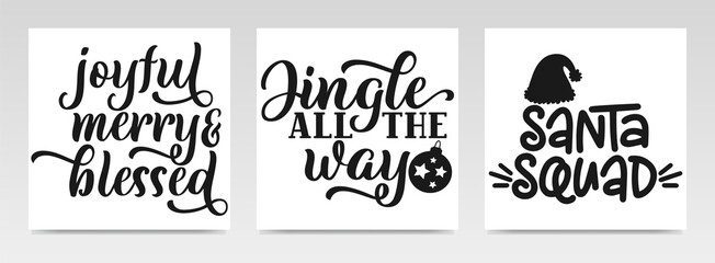 Christmas quotes letter typography set illustration.