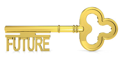 Golden key with future word