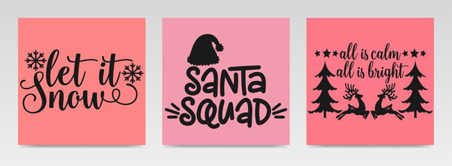 Christmas quotes letter typography set illustration.