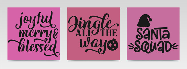 Christmas quotes letter typography set illustration.
